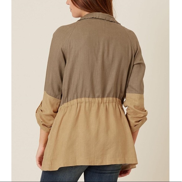 BLU PEPPER Linen Blend Colorblock Jacket - Picture 2 of 10